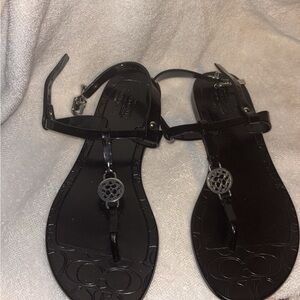 Coach Black Flats with Silver Accents